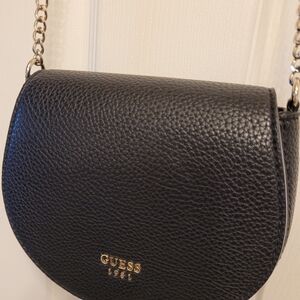 Great Womens Gift GUESS Black Leather Crossbody Bag
